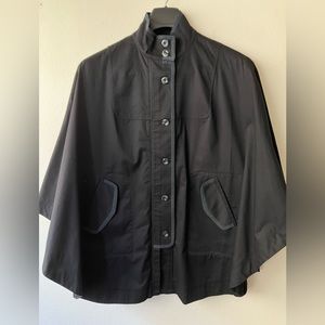 NWOT BCBGeneration Lightweight Black Swing Cape Cotton Button Front OS S/M/L